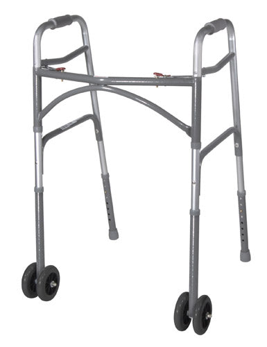 Bariatric Adult Folding Walker w/Wheels Double Button