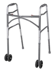 Bariatric Adult Folding Walker w/Wheels Double Button