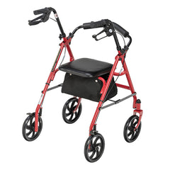 4 Wheel Steel Rollator w/7ð  Casters & Basket-Loop-Red