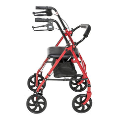4 Wheel Steel Rollator w/7ð  Casters & Basket-Loop-Red