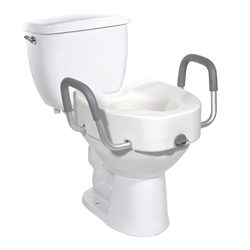 Raised Toilet Seat With Lock & Alum Det Arms Elongated
