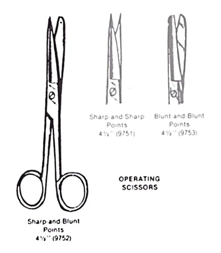 Operating Scissors- Sharp/Blunt- 4 1/2 Straight