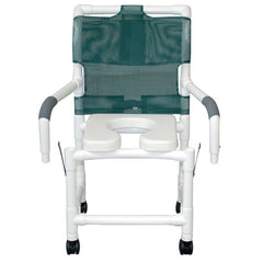 Shower Chair w/Soft Seat Dlx Elongated Dual Drop Arm