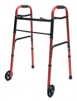 Walker Adult w/5 Wheels Folding Red Case of 2