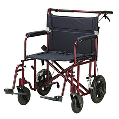 Transport Chair 22 Bariatric Red w/12 Rear Flat Free Wheels