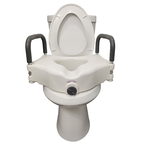 Raised Toilet Seat with Lock & Arms Blue Jay Retail Each