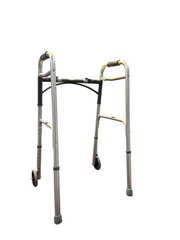 WALK WITH ME Folding Aluminum 2 Button Walker w/5 Wheels Cs4