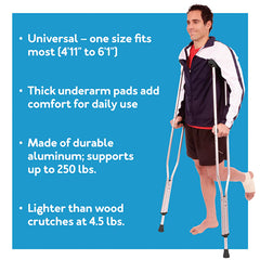 Carex Folding Crutches Pair Universal Size