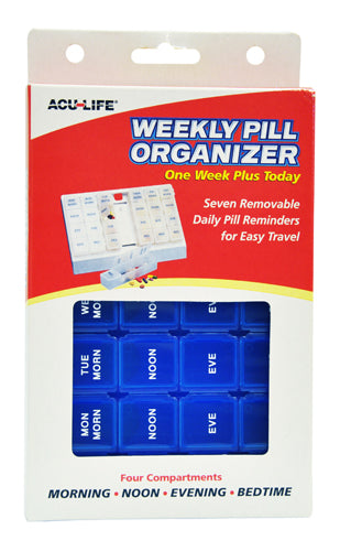 Pill Organizer Weekly w/28 Com One Week Plus Today' Blue