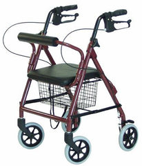 Bariatric 4-Whl Rollator Hemi Burgundy Imperial 450# Wt Cap