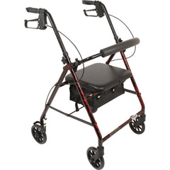 Deluxe Aluminum Rollator Burgundy Flame 8 Wheels