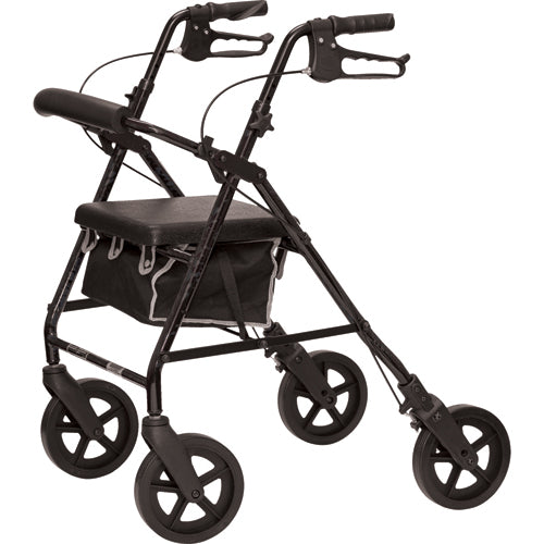 Deluxe Aluminum Rollator Black 8 Wheels