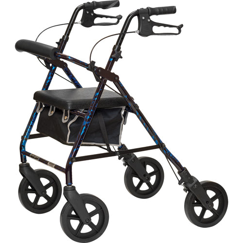Deluxe Aluminum Rollator Blue Flame 8 Wheels