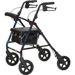 Deluxe Aluminum Rollator Blue Flame 8 Wheels