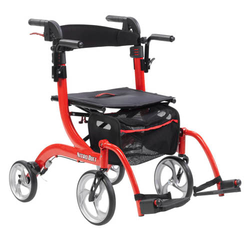 Nitro Duet Rollator Red Transport Wheelchair Red