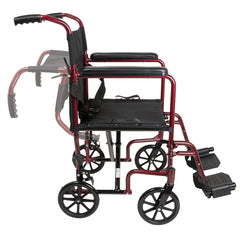 ProBasics Burgundy Aluminum Transport Chair with Footrests