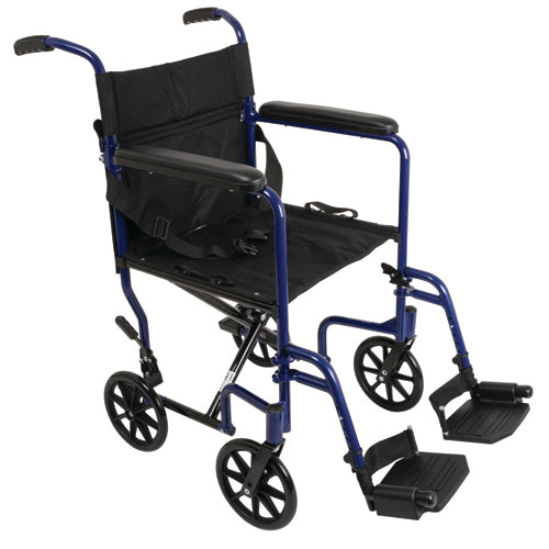 Aluminum Transport Chair w/ Footrests Blue