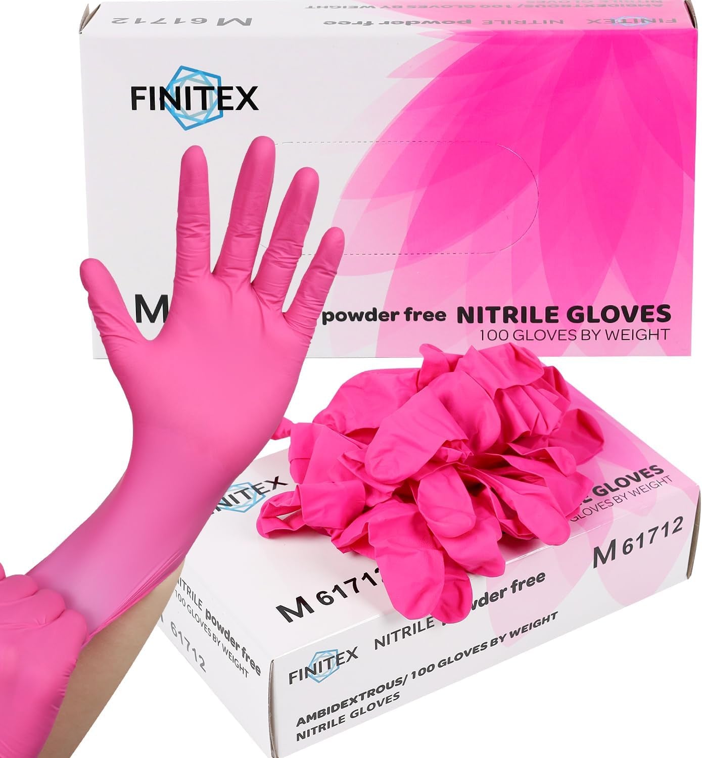 Pink Nitrile Gloves � 100 Pcs, Powder-Free