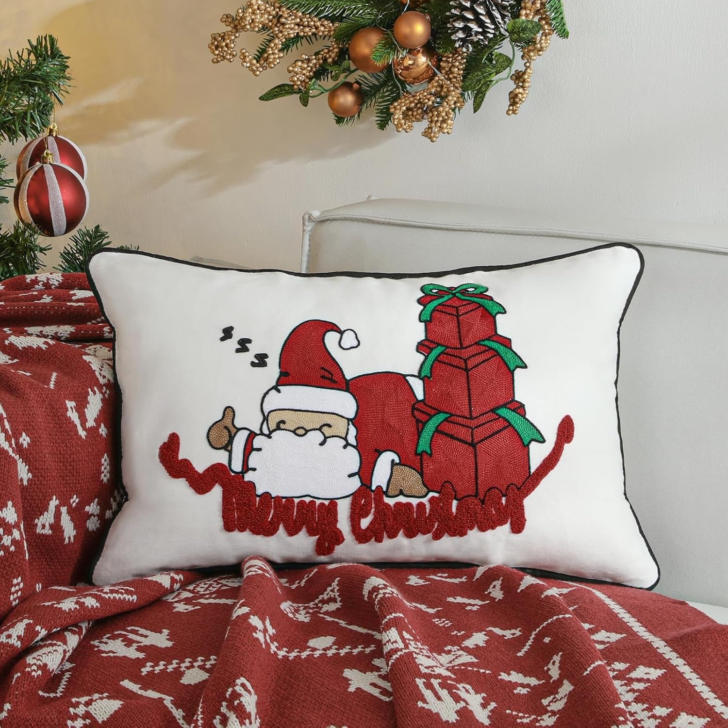 Christmas Throw Pillow Cover � 12 X 20 Inches