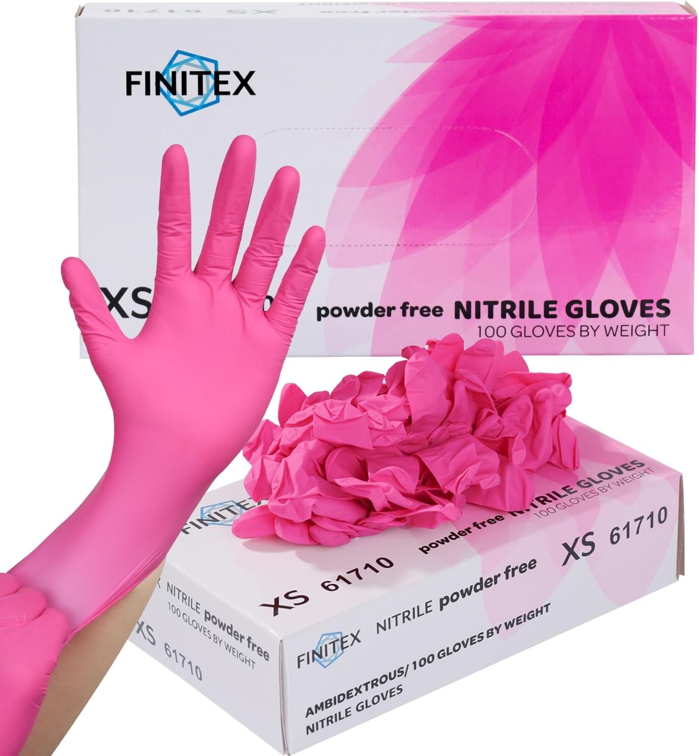 Pink Nitrile Gloves � 100 Pcs, Powder-Free