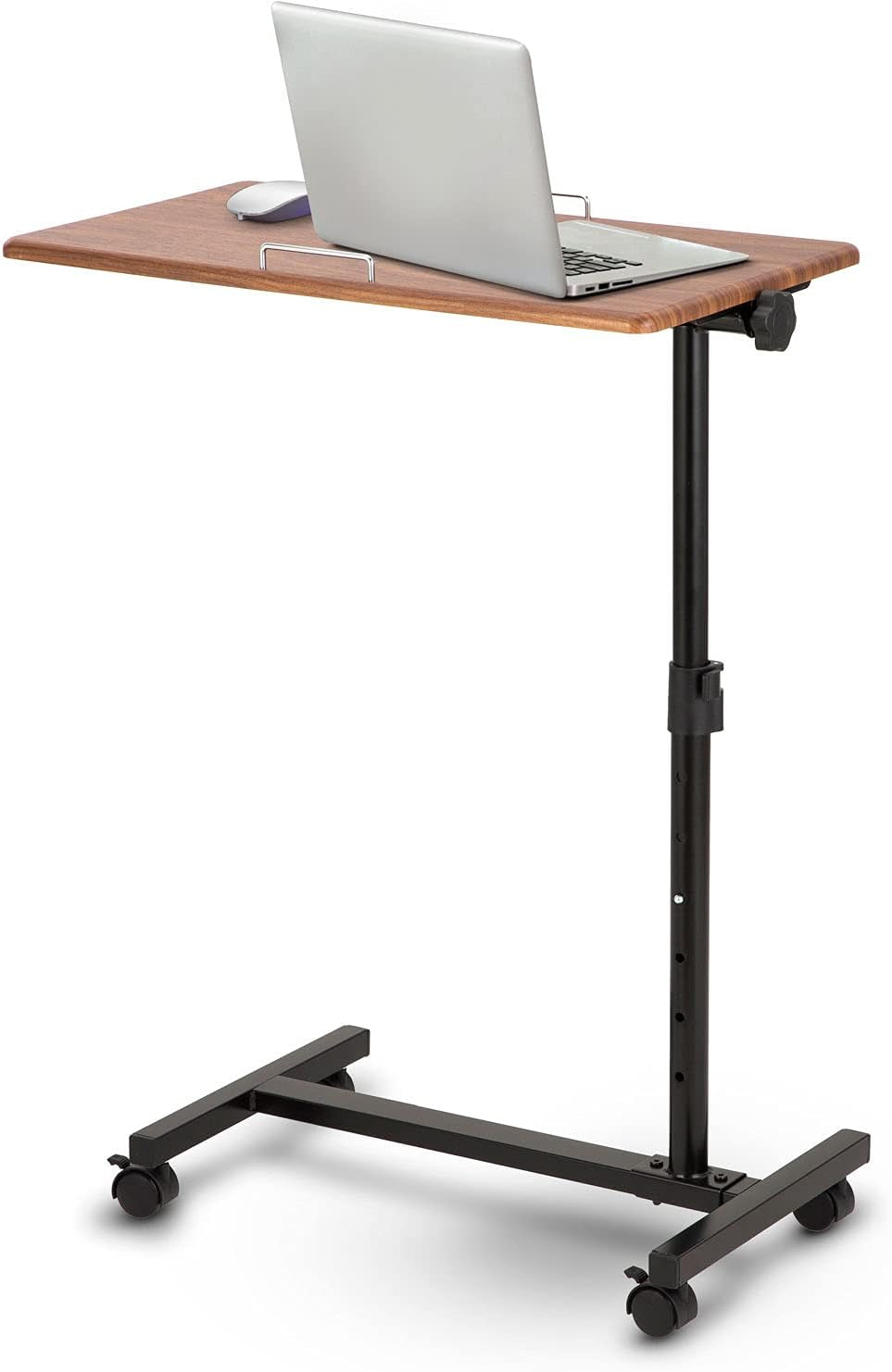 Overbed Bedside Table with Wheels, Height Adjustable for Laptop, Reading, and Eating