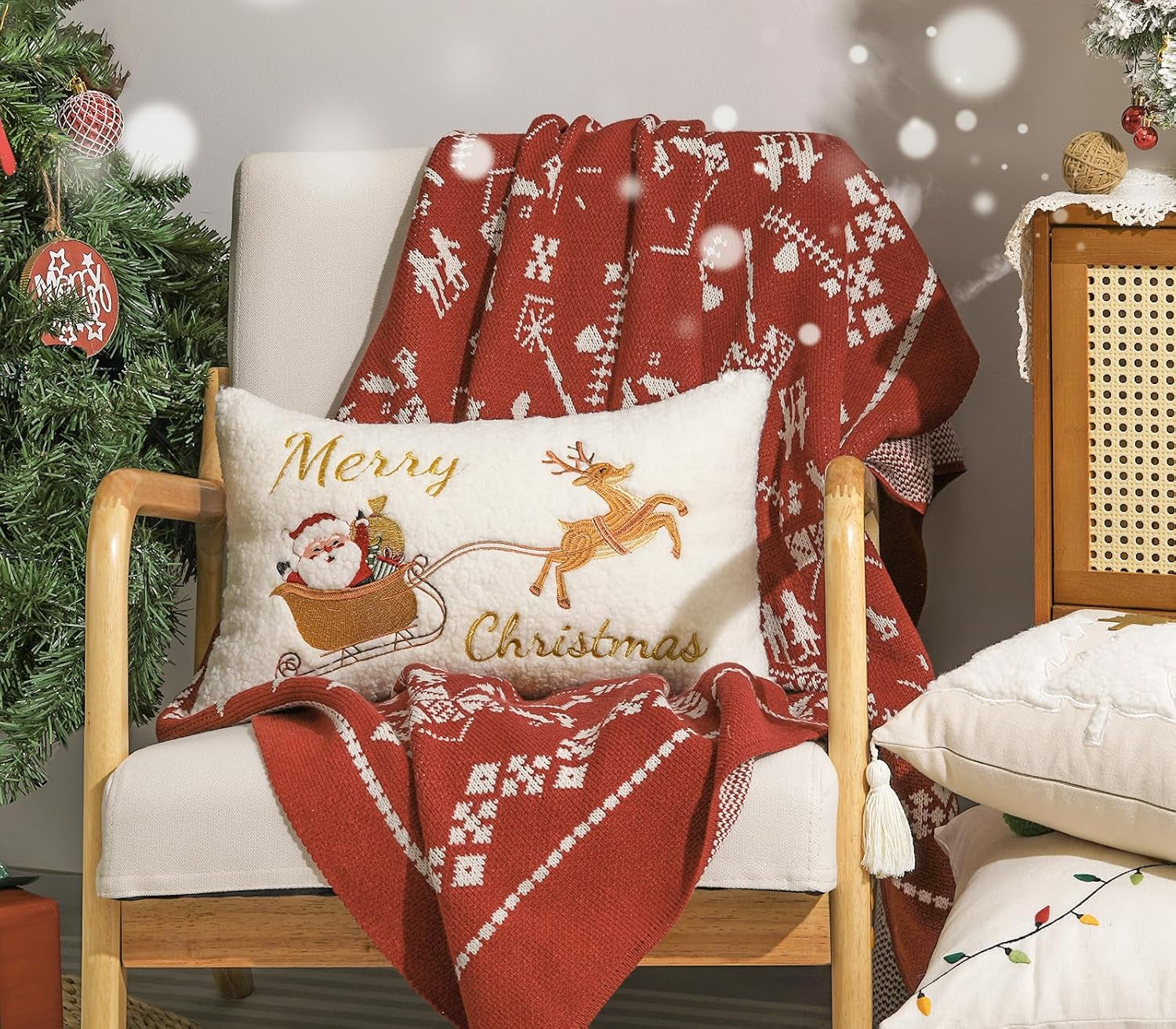 Christmas Throw Pillow Cover � 12 X 20 Inches