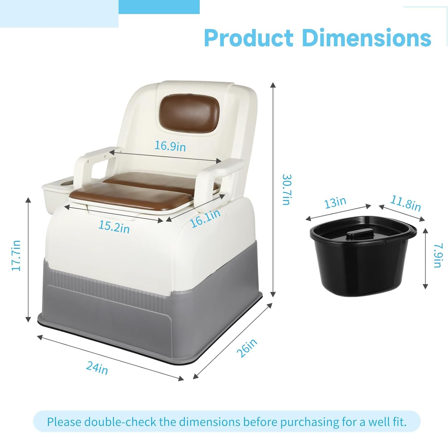 Mobile Bedside Commode Chair - Detachable Armrests & Inner Bucket