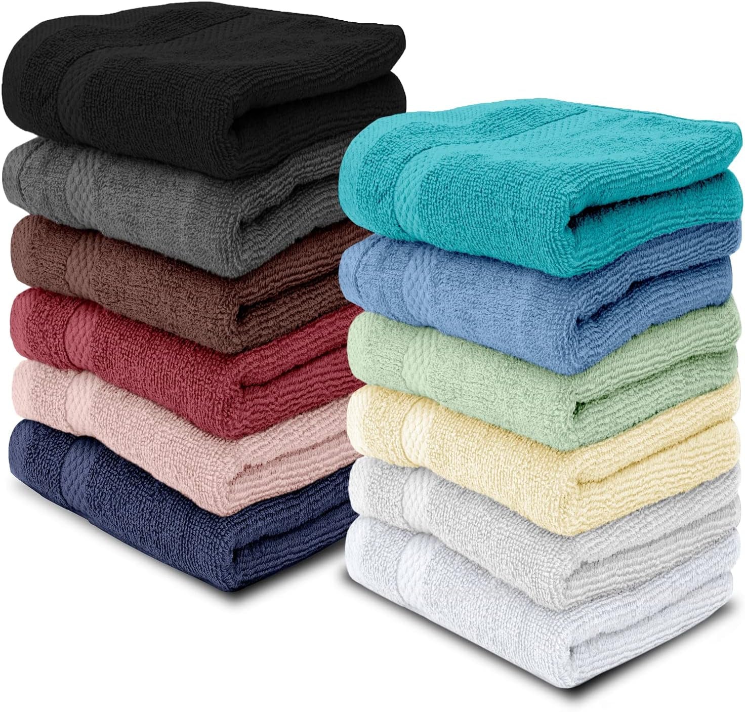 Luxury Cotton Washcloths � 12 Pieces