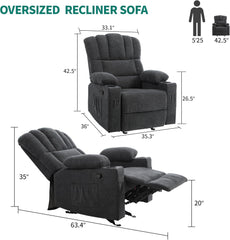 Manual Recliner Chair with Massage & Heat � Grey