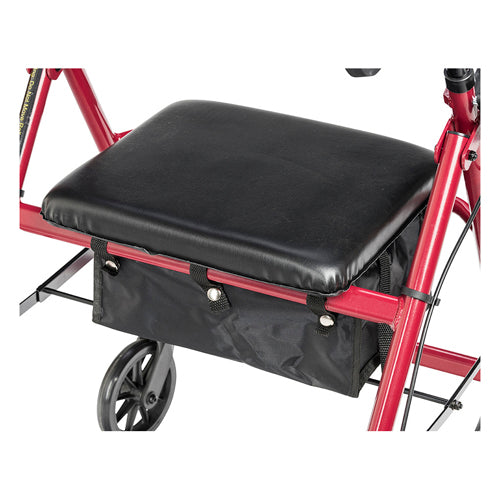 Rollator 4-Wheel with Pouch & Padded Seat  Red - Drive