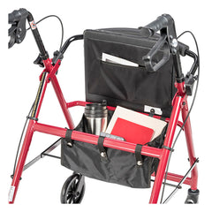Rollator 4-Wheel with Pouch & Padded Seat  Red - Drive