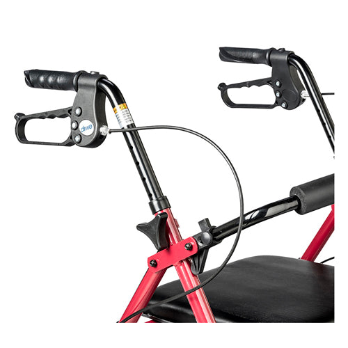 Rollator 4-Wheel with Pouch & Padded Seat  Red - Drive