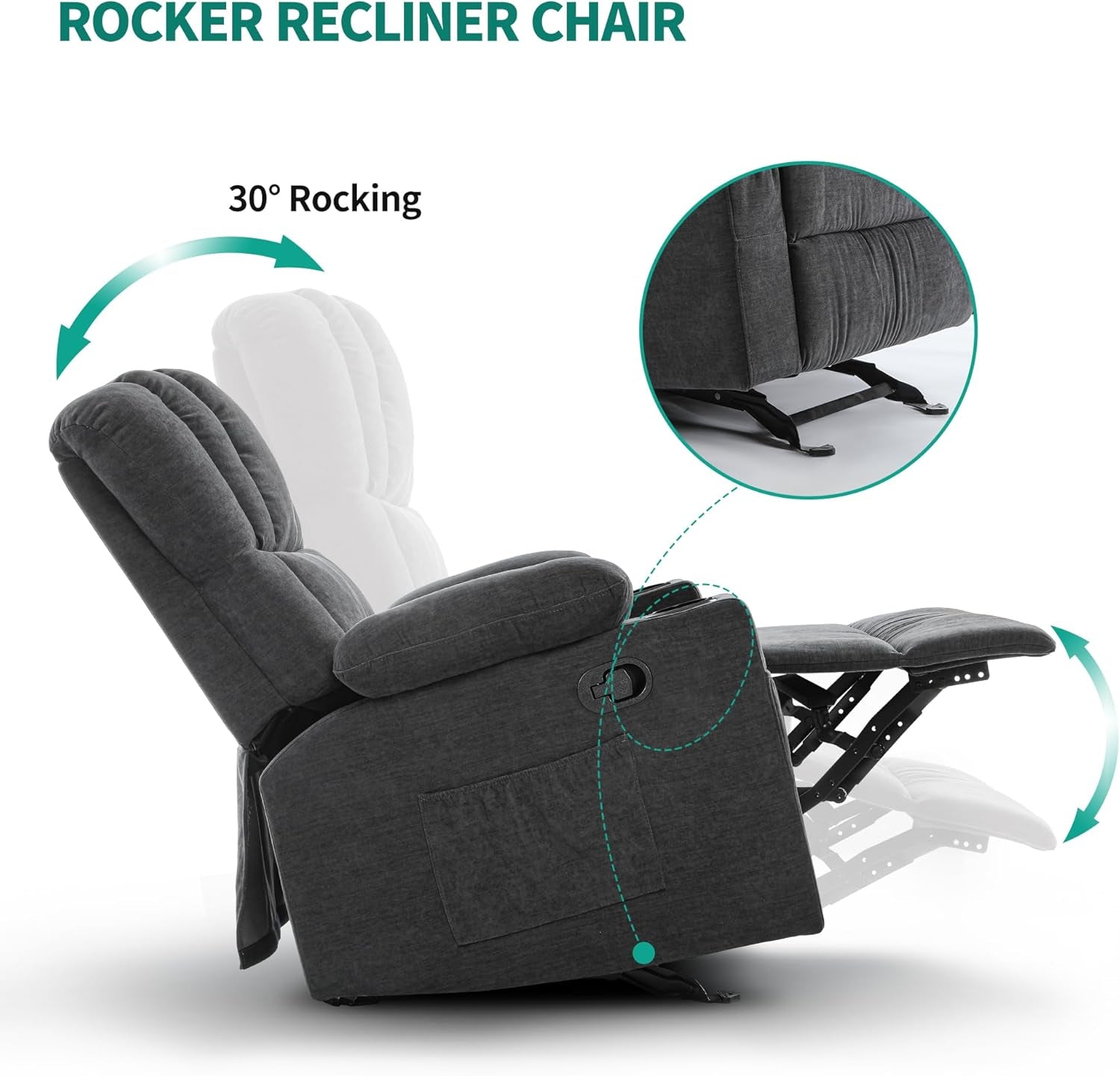 Manual Recliner Chair with Massage & Heat � Grey