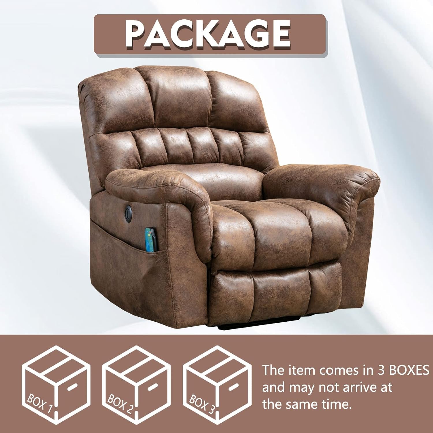 Power Lift Recliner with Massage & Heat � Brown