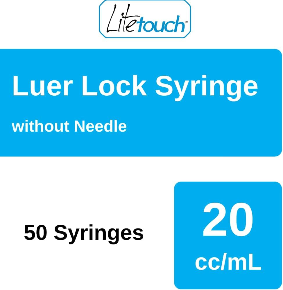 20Ml Luer Lock Syringe, Sterile, Individually Sealed - 50 Syringes per Box (NO NEEDLE)