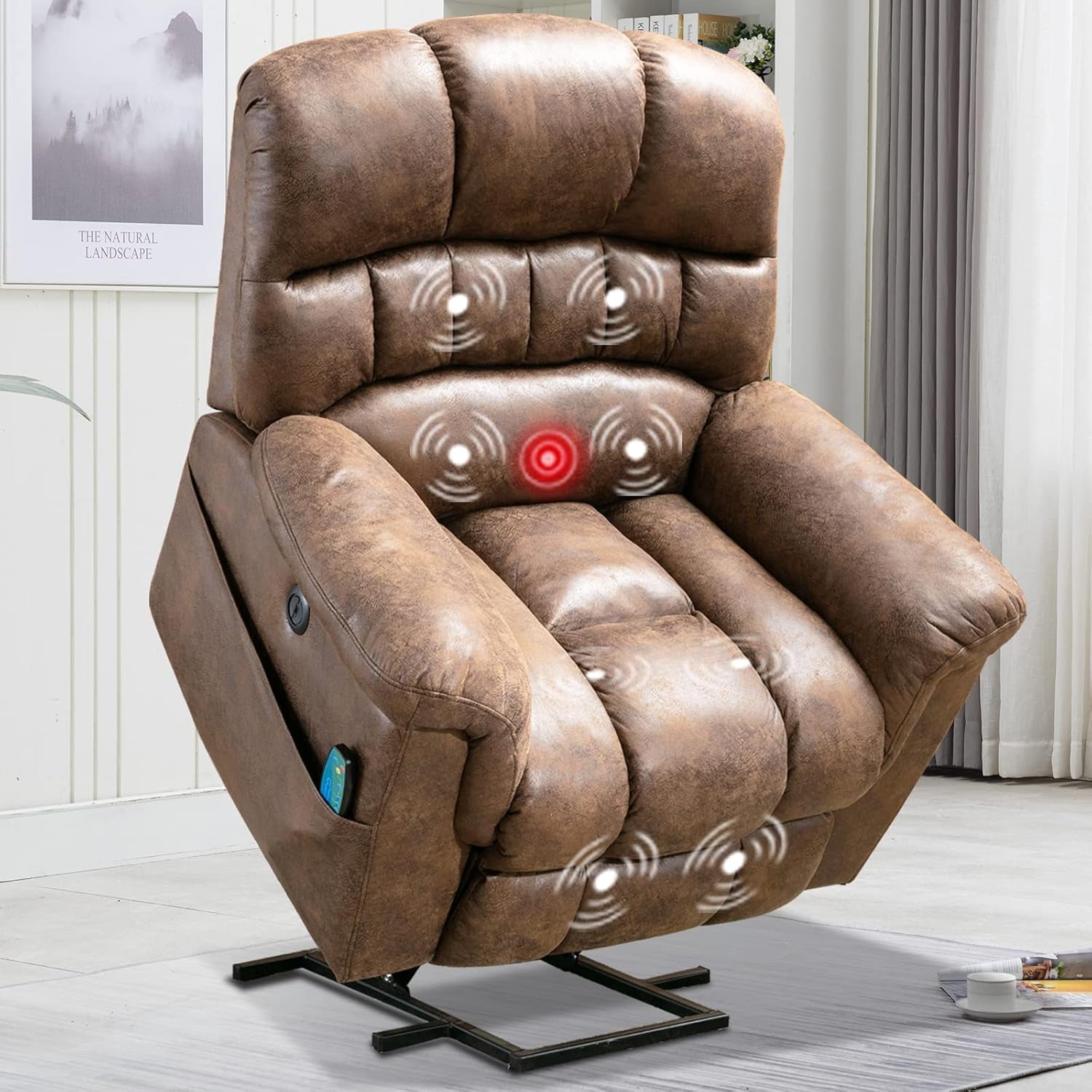 Power Lift Recliner with Massage & Heat � Brown