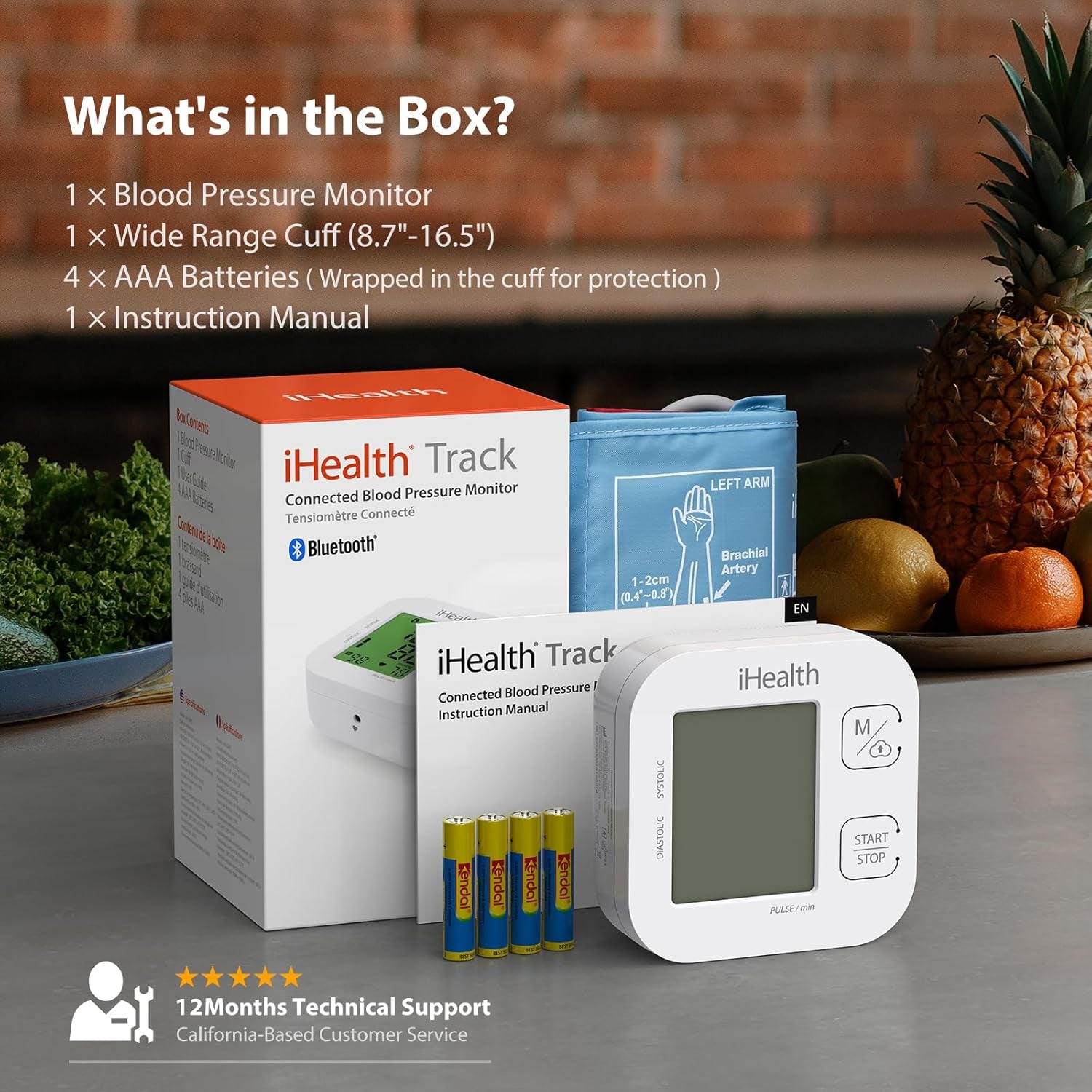 1.  Smart Blood Pressure Monitor - Bluetooth, Upper Arm Cuff, Large/Standard