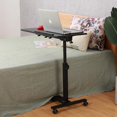 over Bed Table with Wheels Adjustable | Rolling Laptop Table Overbed Desk Hospital Tray Table Sofa Chair Side Table (Black)