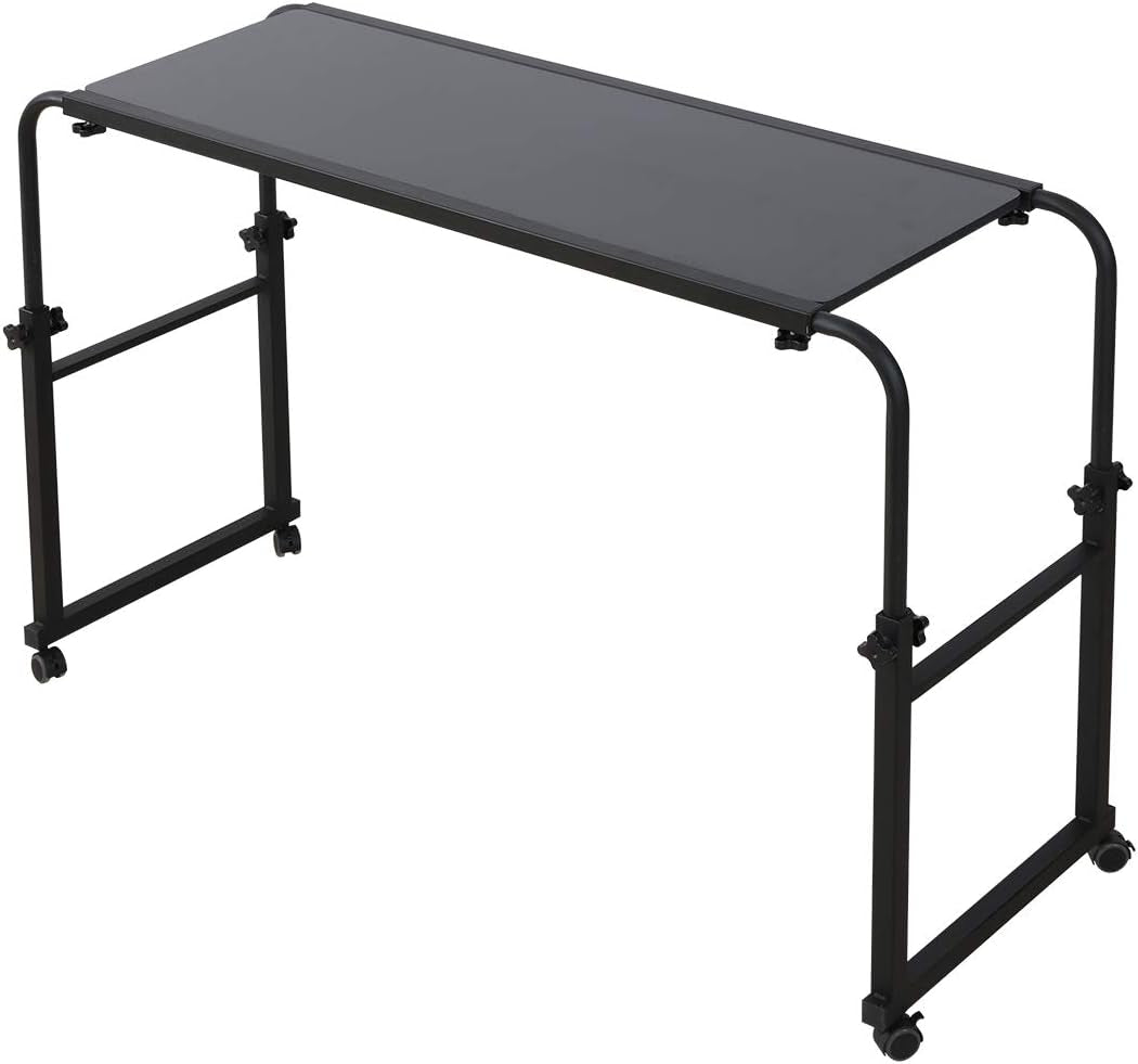 Overbed Table with Wheels Overbed Desk over Bed Desk King Queen Bed Table Overbed Laptop Table over Bed Table with Wheels(Black)