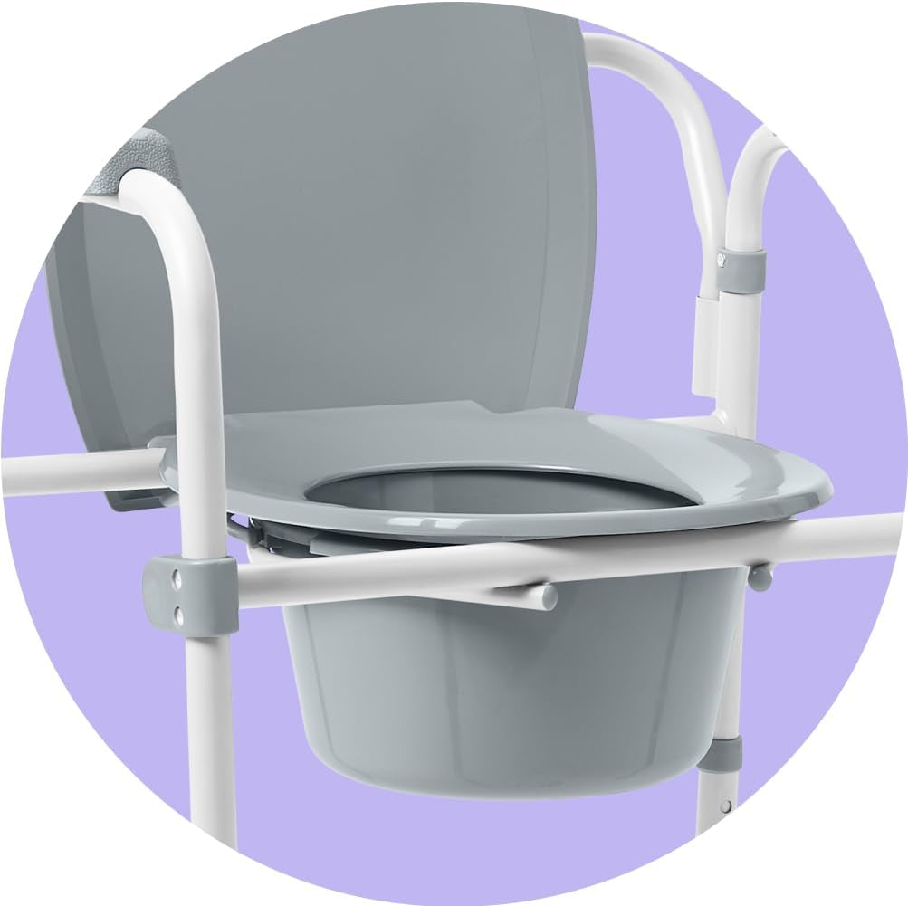 3-In-1 Steel Folding Commode - 350 Lb Capacity