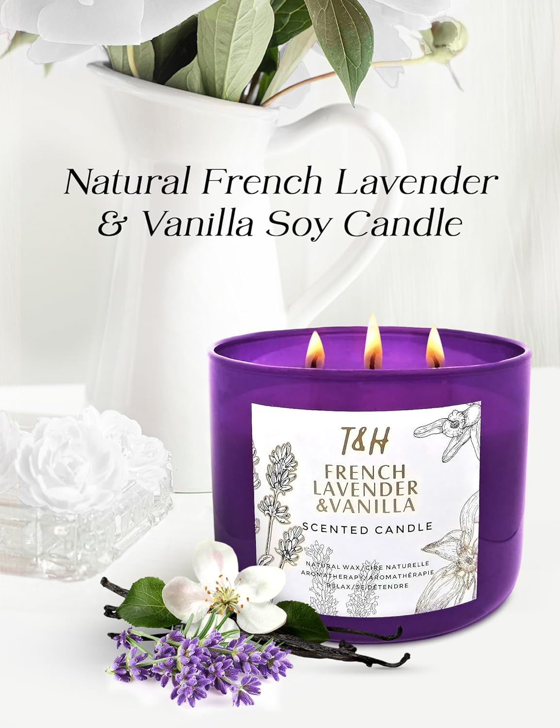 Lavender Vanilla Aromatherapy Candle � 3-Wick, 15.8 Oz