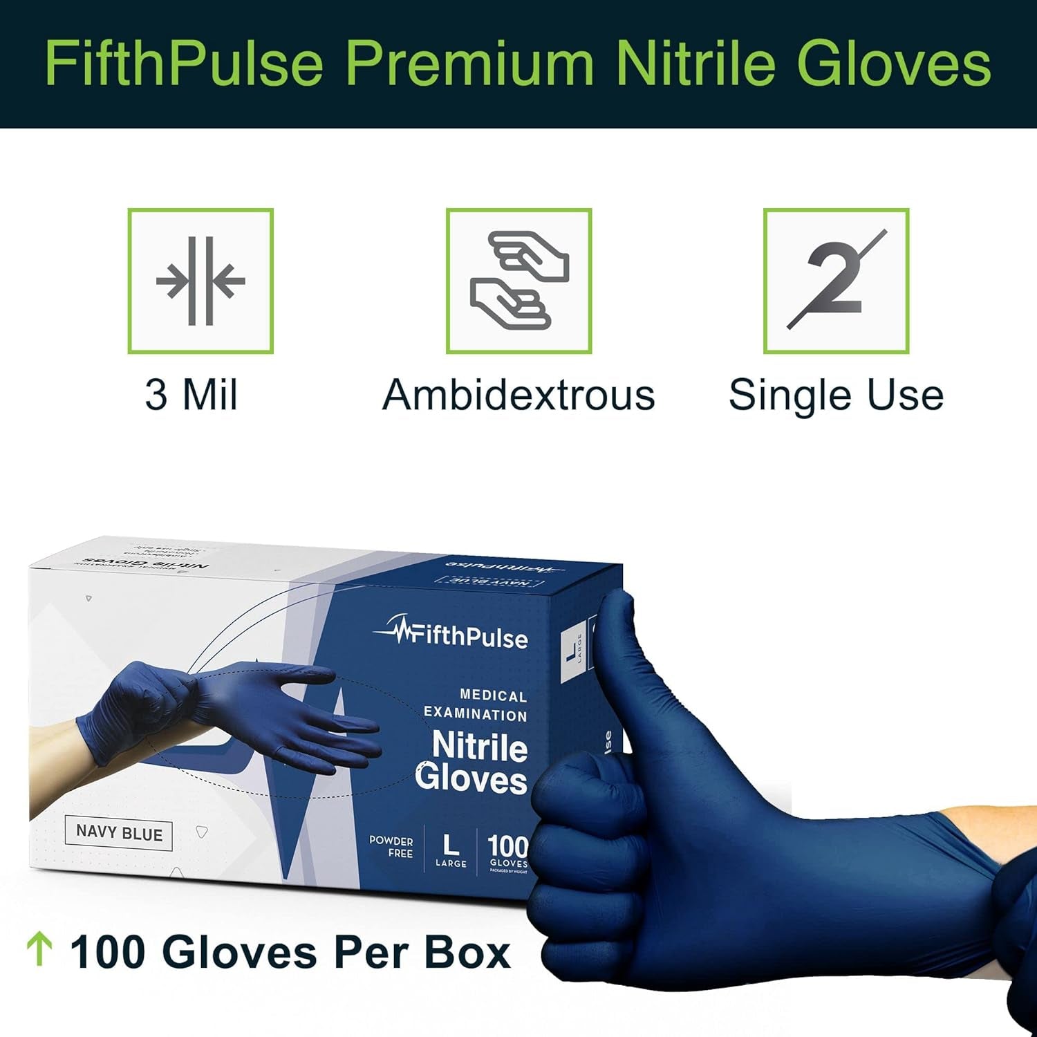 Navy Nitrile Gloves, Small � 100Ct