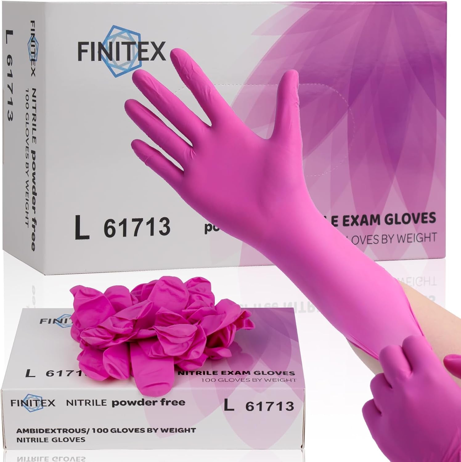 Pink Nitrile Gloves � 100 Pcs, Powder-Free