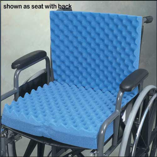 Wheelchair Cushion w/Back & Blue Polycotton Cover