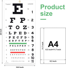 Snellen Eye Chart, Eye Charts for Eye Exams 20 Feet 22×11 Inches, Low Vision Eye Test Charts for Wall Décor Kids Gifts