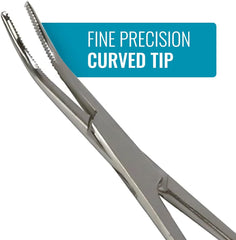 Precision Kelly Forceps Locking Tweezers Clamp, Silver, Curved, 5-1/2 Inch, 1 Count (Pack of 1)