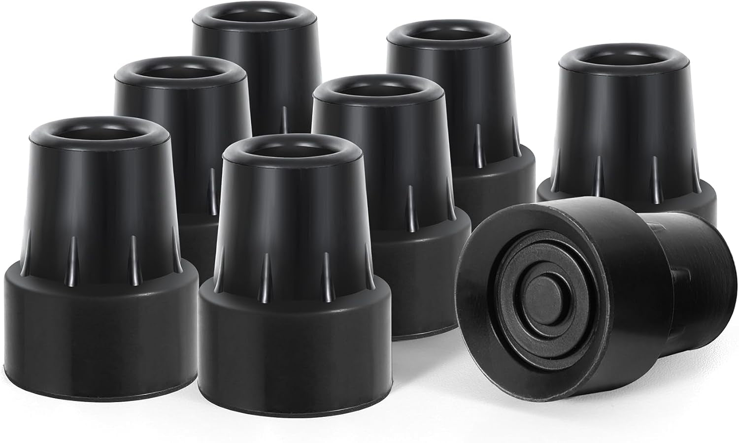 3/4" Cane Rubber Tips (8-Pack, Black)