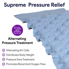 Alternating Air Pressure Mattress Topper - Hospital Bed Bubble Pad Cushion - Bed Sore Prevention and Pressure Ulcer Relief - Lightweight, Washable Mattress Overlay with Quiet Electric Air Pump