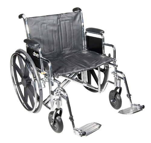 Wheelchair Std Dual-Axle 24  w/Rem Full Arms & S/A Footrest