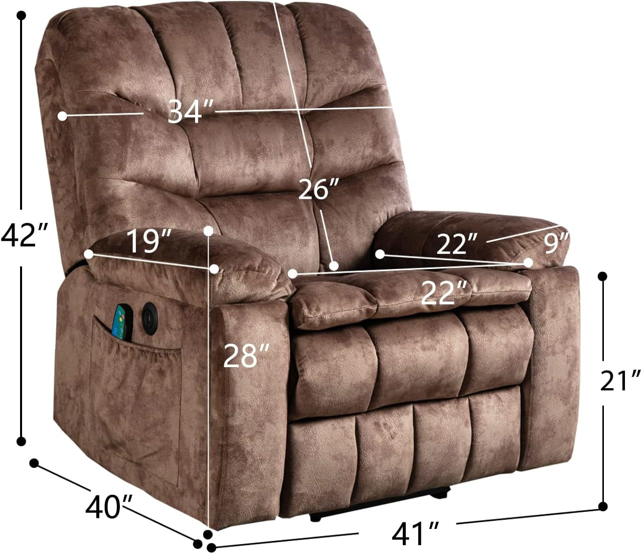 Power Lift Recliner with Massage & Heat for Elderly � Brown